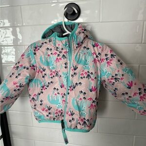 The north face winter jacket puffer pink and floral cute and comfortable